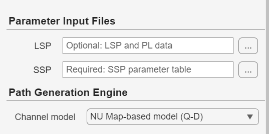 Parameter Input Files section of the GUI, with an optional LSP box and a required SSP box